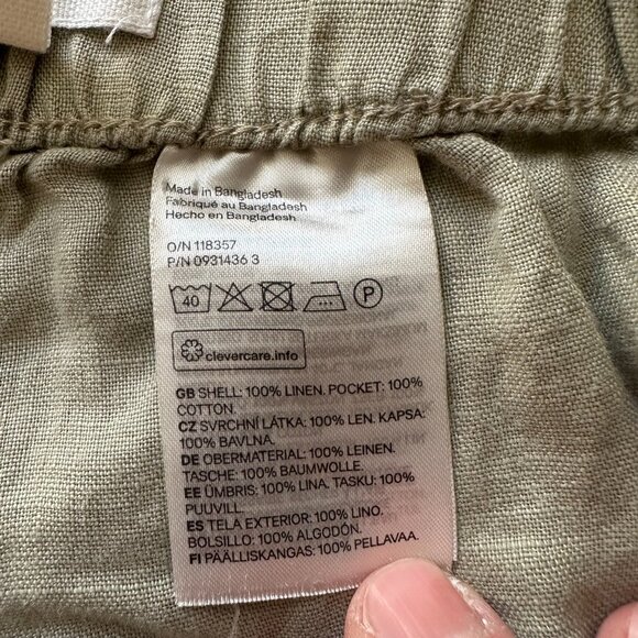 H&M Pants Womens XL 36x28 High Rise 100% Linen Tapered Leg Ankle Pockets - Picture 12 of 13